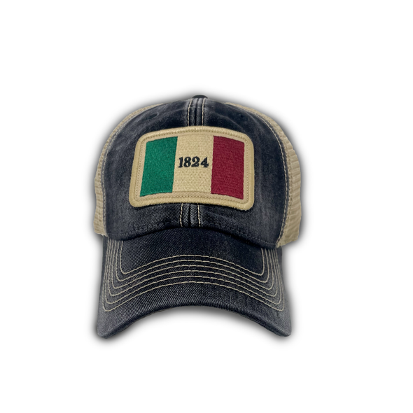 Alamo 1824 Flag Patch Trucker Hat, Black