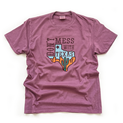 "Don't Mess With Texas" T-Shirt, S/S, Wineberry