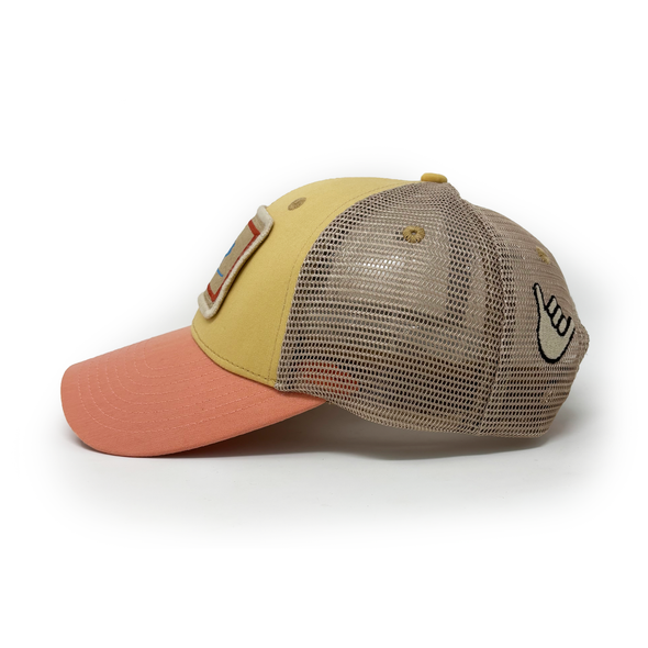 Surfing Pig Trucker Hat, Sandhills Gold