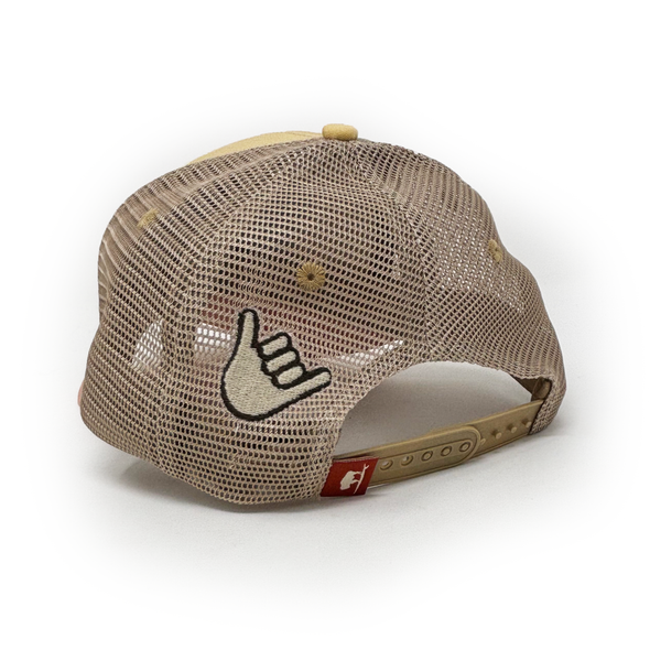 Surfing Pig Trucker Hat, Sandhills Gold