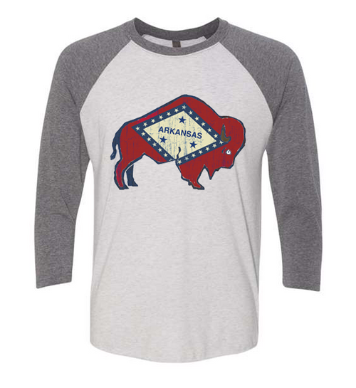 Arkansas Flag Buffalo Baseball Tee, Unisex