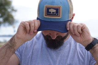 Surfing Buffalo Structured Trucker Hat, Blue