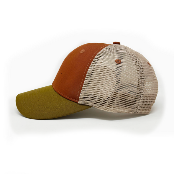 NEW North Carolina Flag Patch Trucker Hat, Structured, Desert Palm Orange