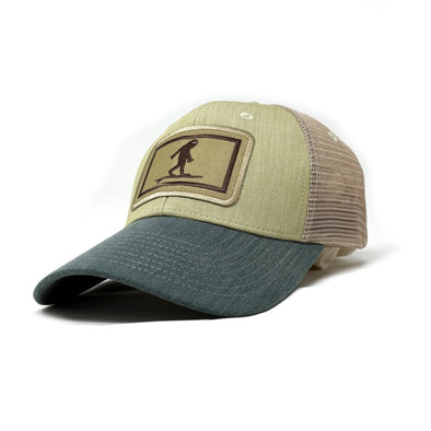 Surfing Sasquatch Structured Trucker Hat, Dismal Swamp Green