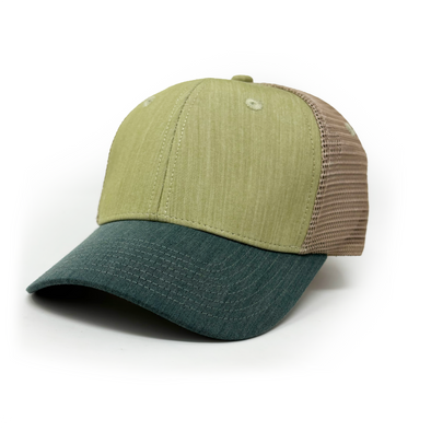 NEW Blank Structured Trucker Ballcap, Dismal Swamp Green