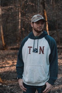 Tennessee Star Hippy Hoodie, Navy Blue and Heather White