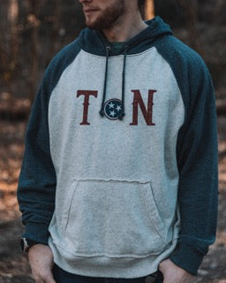 Tennessee Star Hippy Hoodie, Navy Blue and Heather White