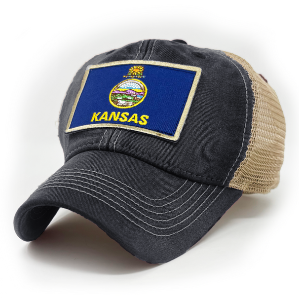 Kansas Flag Patch Trucker Hat