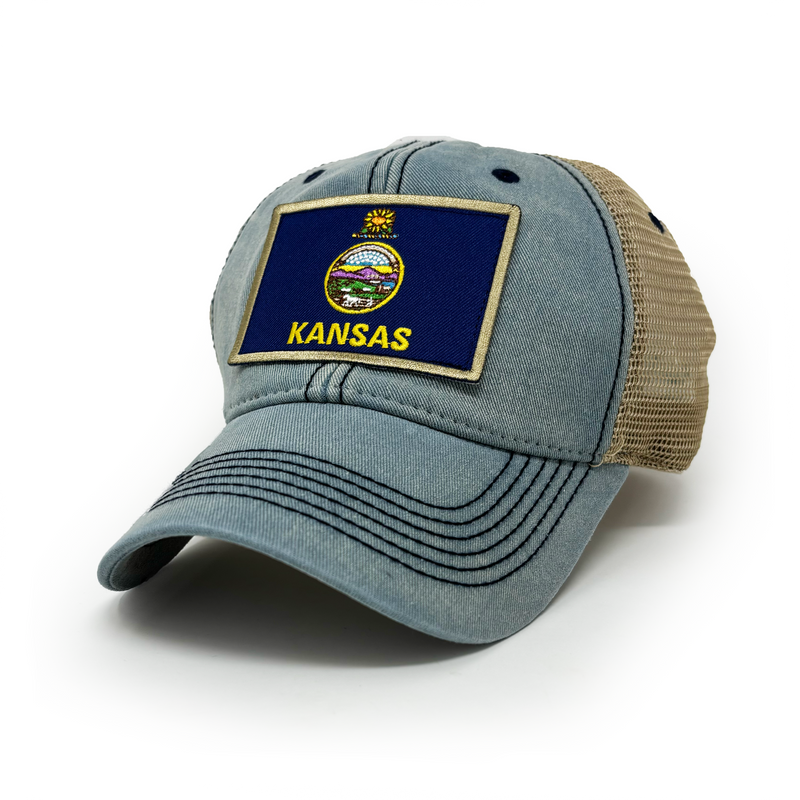 Kansas Flag Patch Trucker Hat