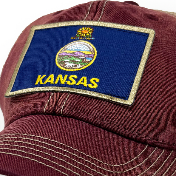 Kansas Flag Patch Trucker Hat