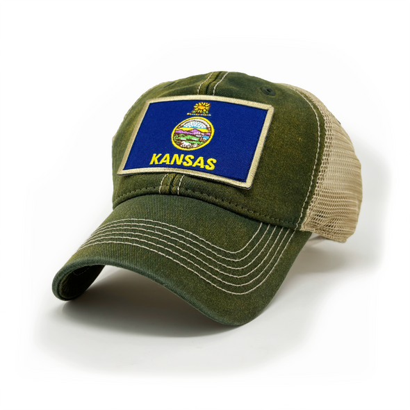 Kansas Flag Patch Trucker Hat