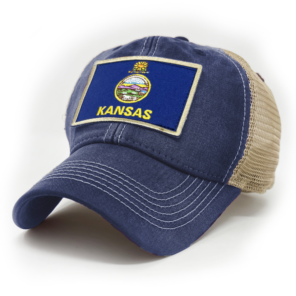 Kansas Flag Patch Trucker Hat
