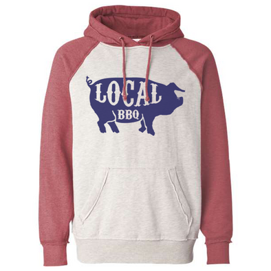 Local BBQ Hippy Hoodie, Oatmeal and Red