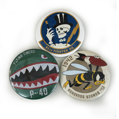 WWII USA Squadron Insignia Pin-Back Button Pack