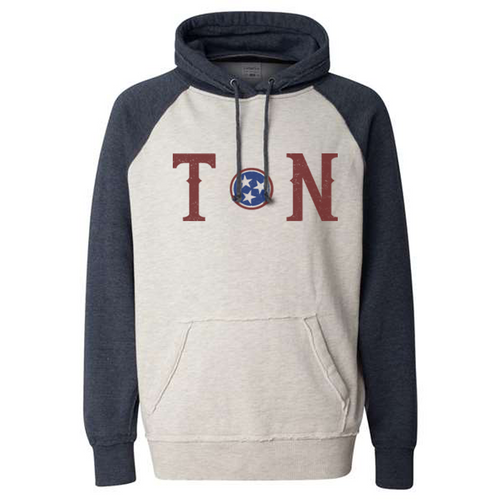 Tennessee Star Hippy Hoodie, Navy Blue and Heather White