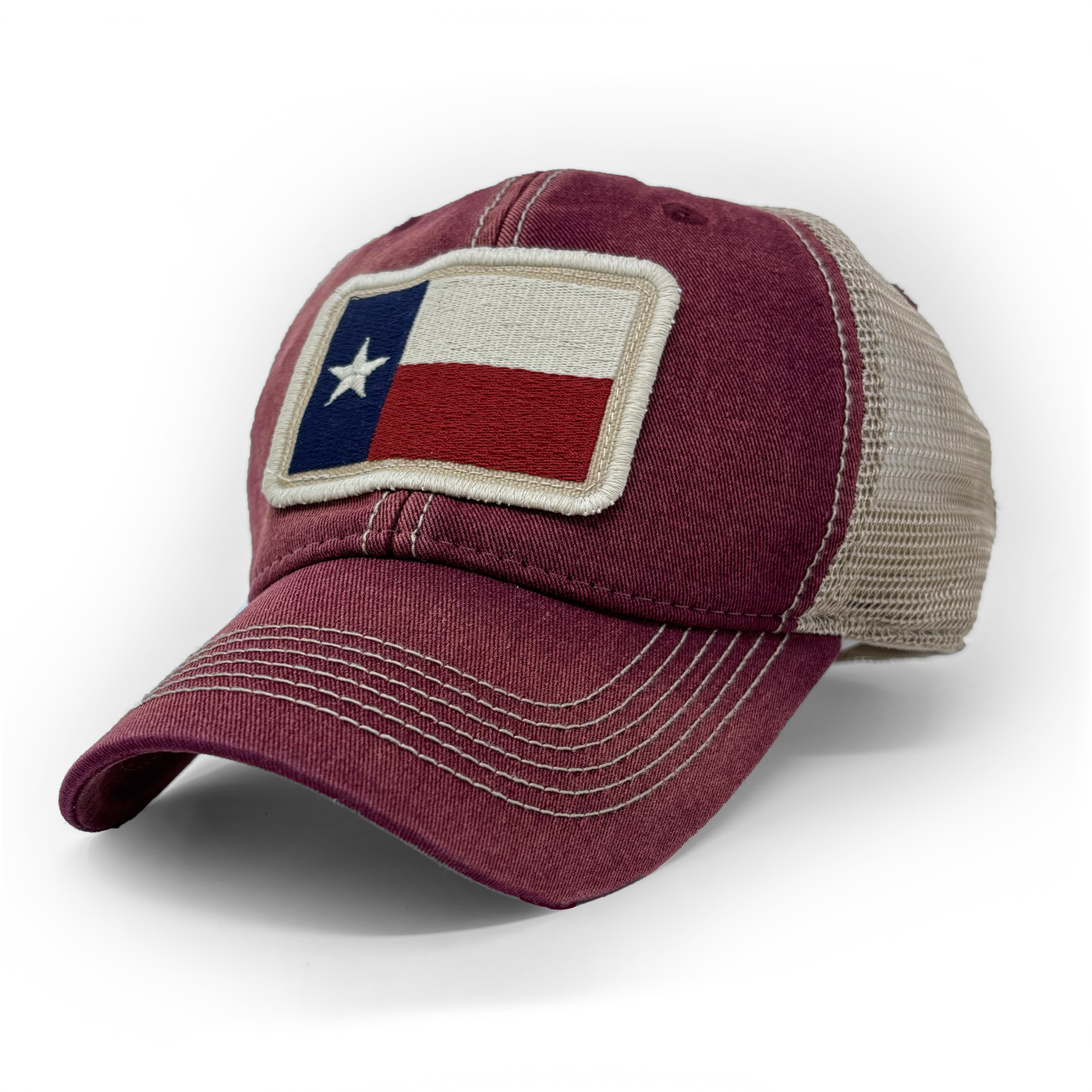 thumbnail image 2 of Texas Flag Trucker Hat – Yupoong Snapback Mesh Cap, Black/Black Mesh (Made In USA) 2 of 4
