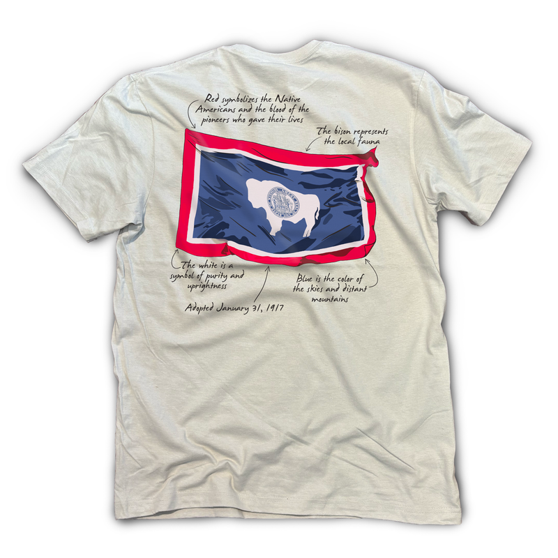 Wyoming Flag Fact Shirt, S/S, Ice Grey