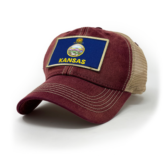 Kansas Flag Patch Trucker Hat