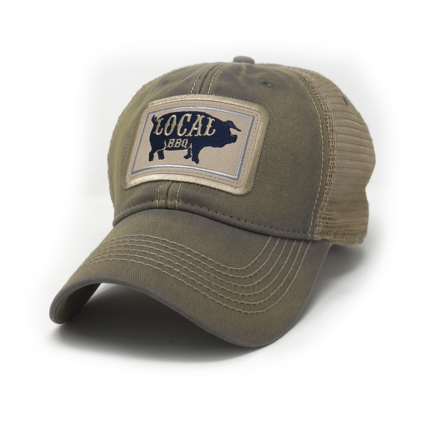 Everyday Salt-Wash Trucker Hat Local BBQ Pig
