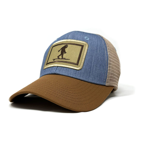 Surfing Sasquatch Structured Trucker Hat, Outerbanks Blue
