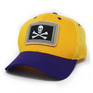 Edward England Jolly Rodger Pirate Flag Trucker Hat, Structured, Gold/Purple