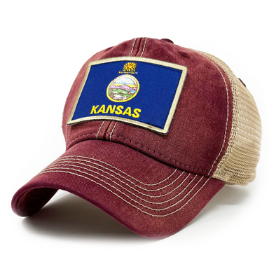 Kansas Flag Patch Trucker Hat
