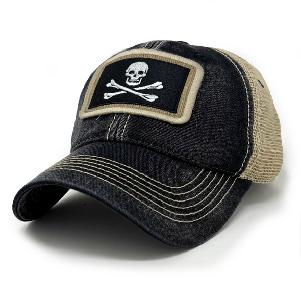 Jolly Roger Pirate Flag Trucker Hat, Adjustable Fit, Classic Design