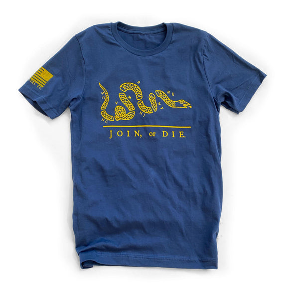 Join or Die Flag T-Shirt, Navy Blue