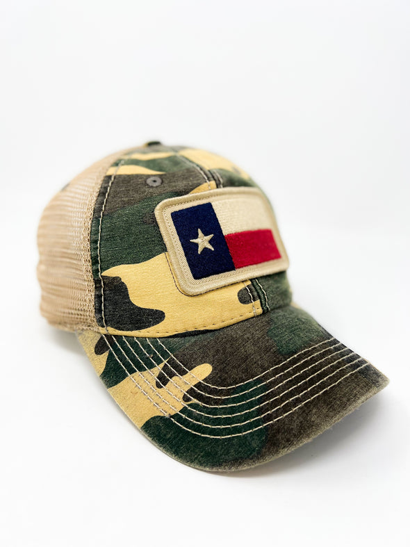 Sample Texas Flag Patch Trucker Hat, Camo