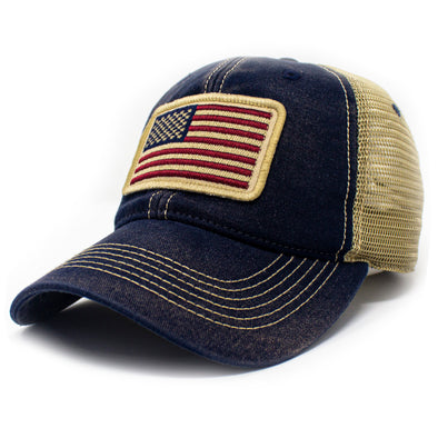 USA Flag Patch Trucker Hat, Navy