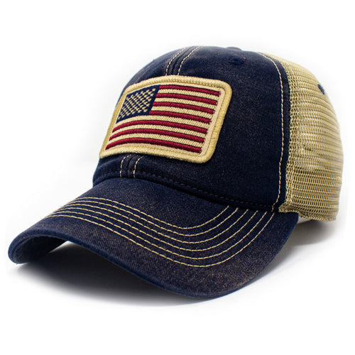 USA Flag Patch Trucker Hat, Navy