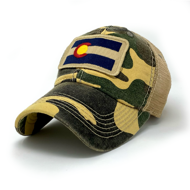 Sample Colorado Flag Patch Trucker Hat, Camo