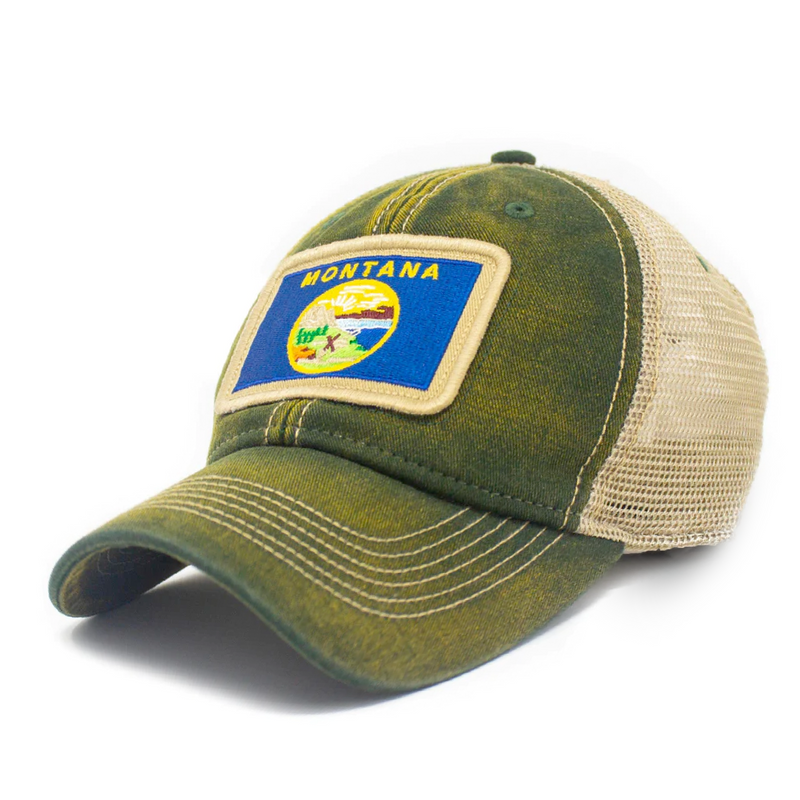 Montana Flag Patch Trucker Hat