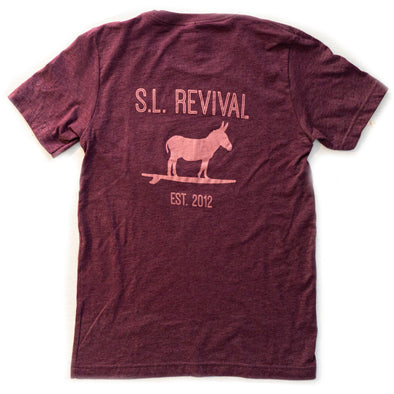 Surfing Jackass T-Shirt, Back Graphic, Heather Maroon